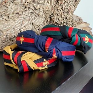 Set of 3 Knotted Headbands with Stripes & Bees